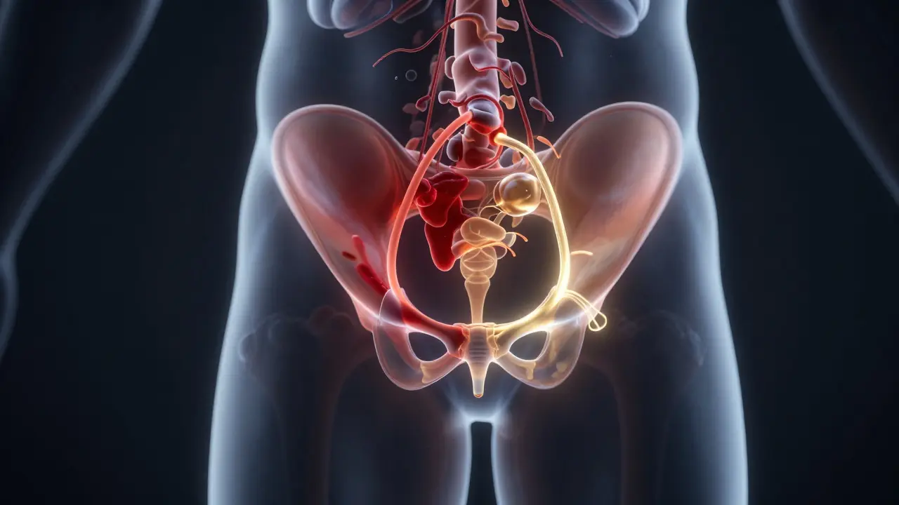 Abstraktní vizualizace prokrvení a uvolnění prostaty